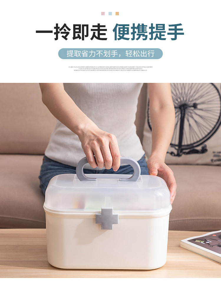 Household dust-proof large-capacity medicine box, emergency care medicine storage box, family portable multi-layer plastic medicine box pic 8