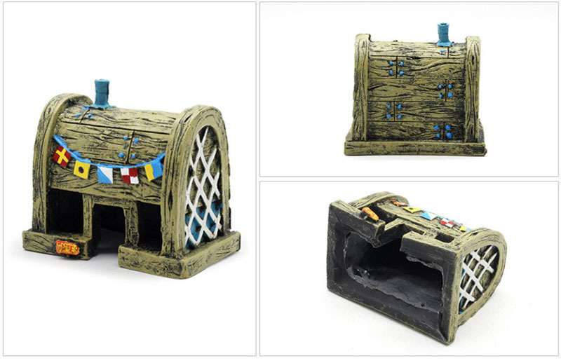 Fish tank landscaping cartoon pineapple house Resin aquarium ornaments Fish and shrimp hiding decoration Pineapple house pic 13