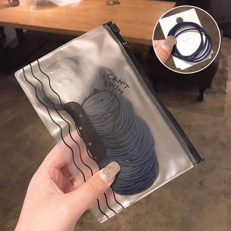 Simple Japanese and Korean hair ties without seams, 100-piece bagged colorful hair ties, basic braided hair bands, leather band hair accessories pic 4