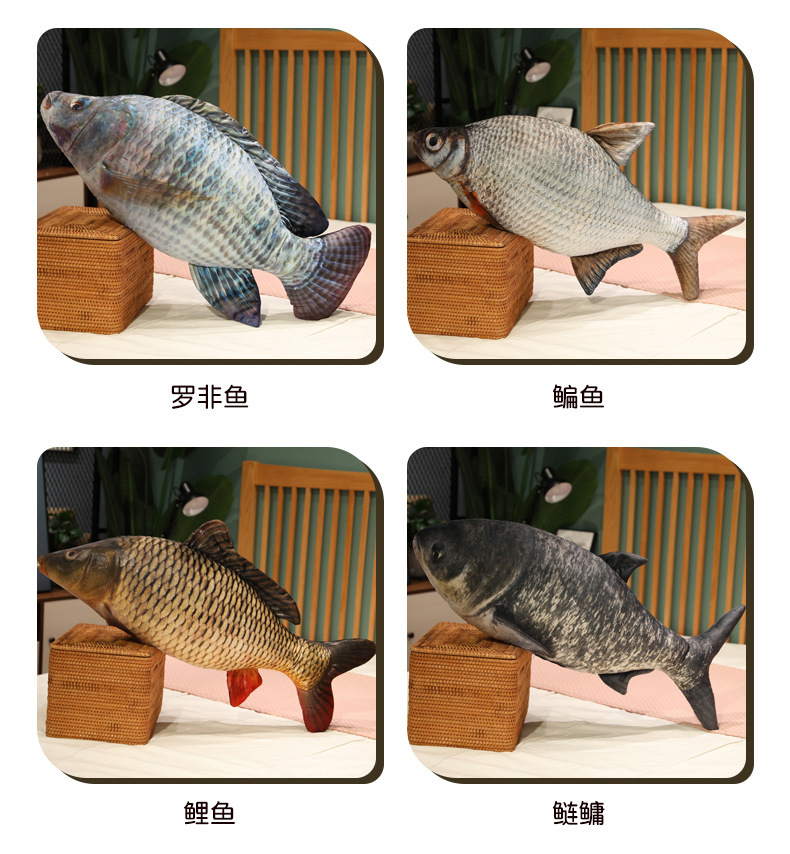 Creative simulation fish throw pillows, plush toys, crucian carp and common carp pet dolls, long pillows, and annual surplus dolls wholesale pic 3