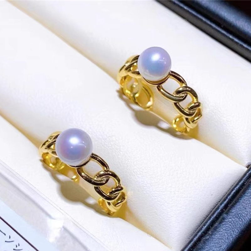 14K包金铜镀金欧美风戒指空托可粘珍珠百搭款半成品戒指DIY配件新详情10