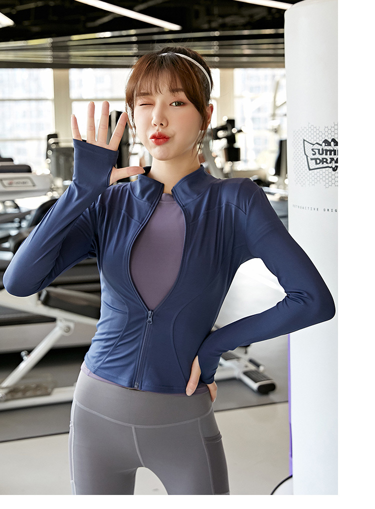 2023 new cardigan, long-sleeved, sun-protective, tight-fitting, slimming, running and fitness top, yoga jacket for sporty women pic 30