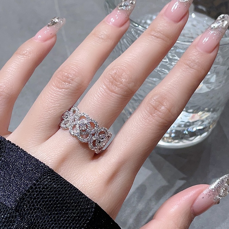 Sweet and Cool Style series pink zircon colored gemstone open ring, light luxury and high-end feel, unique flower Little Red Book Ring girl pic 21