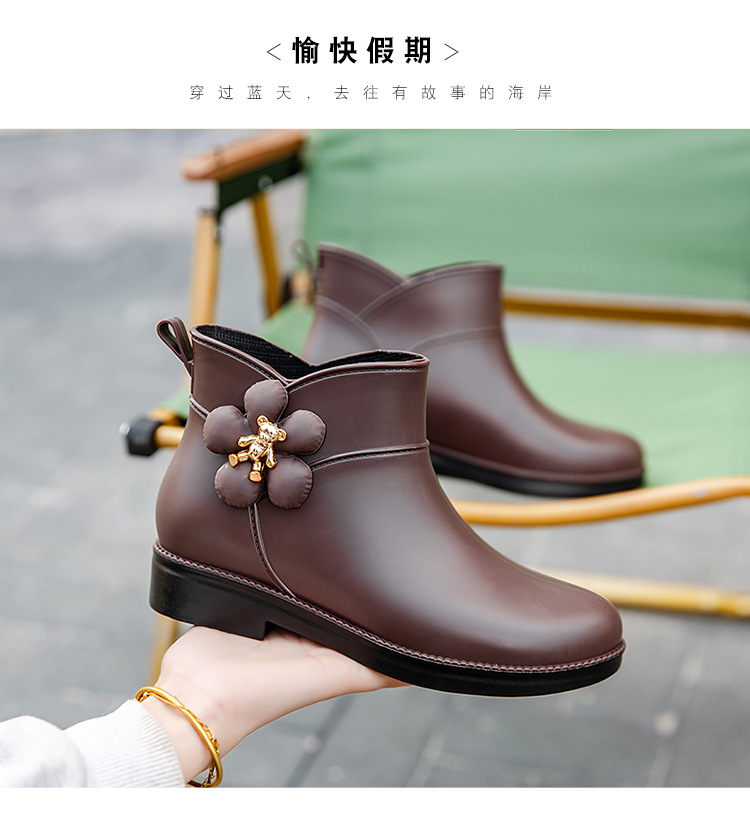 春秋日系时尚雨鞋女短筒雨靴水鞋低帮水靴防滑洗车买菜厨房鞋胶鞋详情8