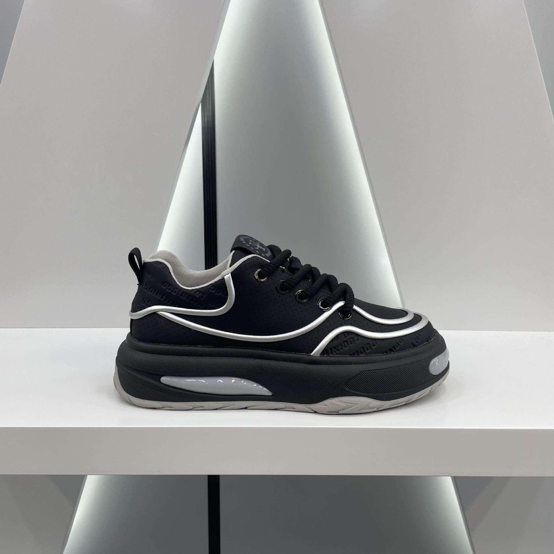 秋季新款男鞋系带低帮跑步鞋潮流鞋子增高印花时尚透气老爹鞋软底详情34