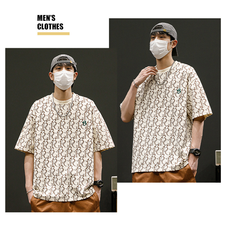 New summer round-neck plus-size American retro ice silk cotton half-sleeved T-shirt for men pic 35