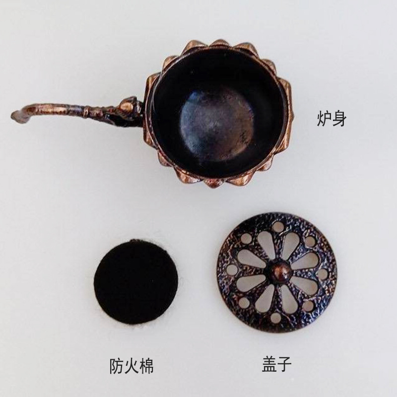 Antique lotus-shaped hand-held small incense burner, household indoor sandalwood, agarwood, Zen incense burner, incense ceremony ornaments, incense seals pic 8