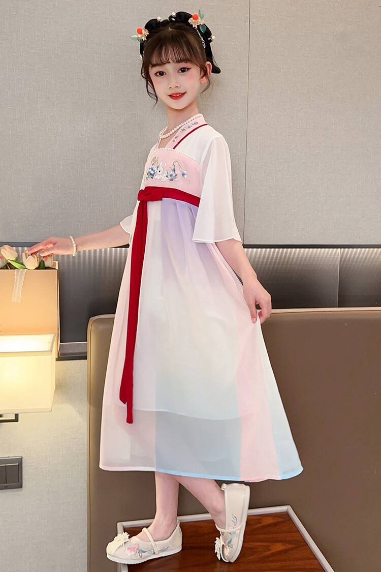 汉服女童春薄款中国风襦裙连衣裙古装超仙春季小女孩儿童唐装批发详情6