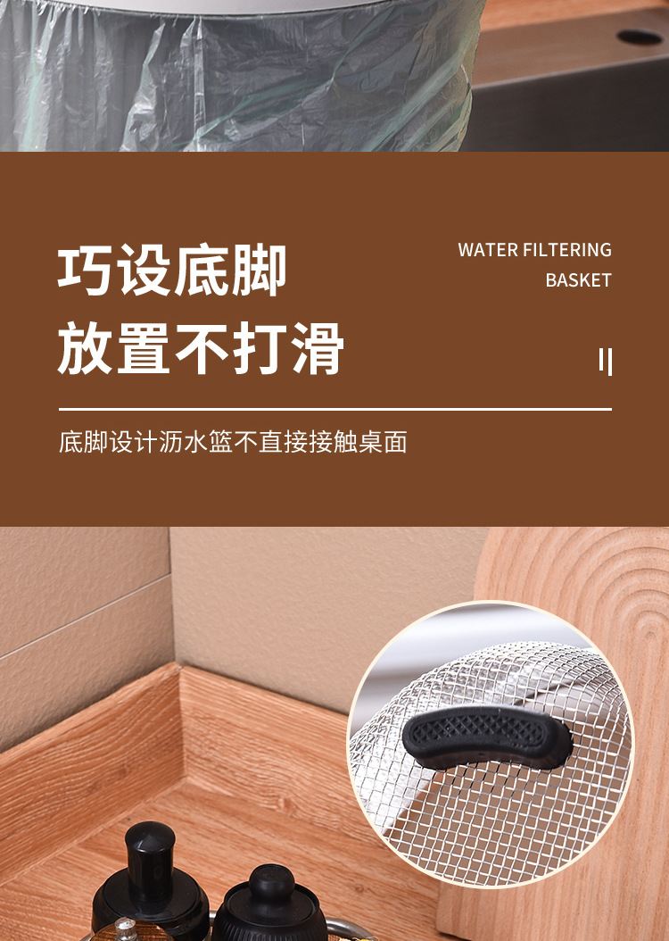 水槽三角沥水篮不锈钢厨房剩菜残渣过滤网篮漏水洗菜篮收纳置物架详情11
