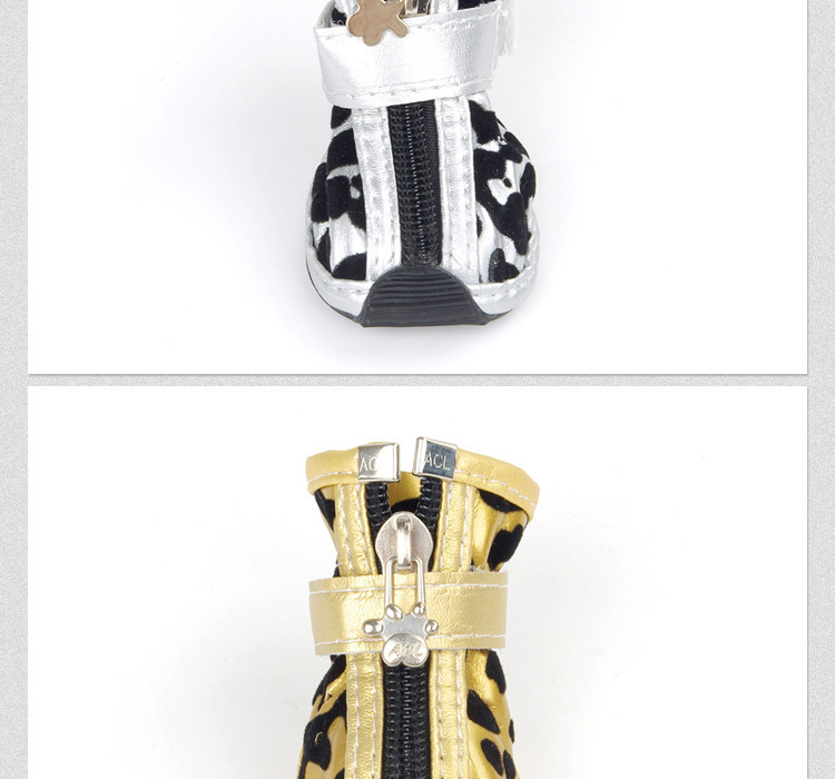 Fabricante al por mayor clásico leopardo color PU pet shoes ofertas especiales productos para mascotas suela suave antideslizante perro zapatos pic 6