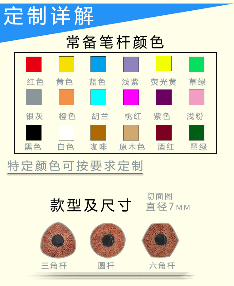 Customized design, packaging, LOGO and free layout of various specifications of colored macaron-colored pencils and antibacterial pencils pic 2