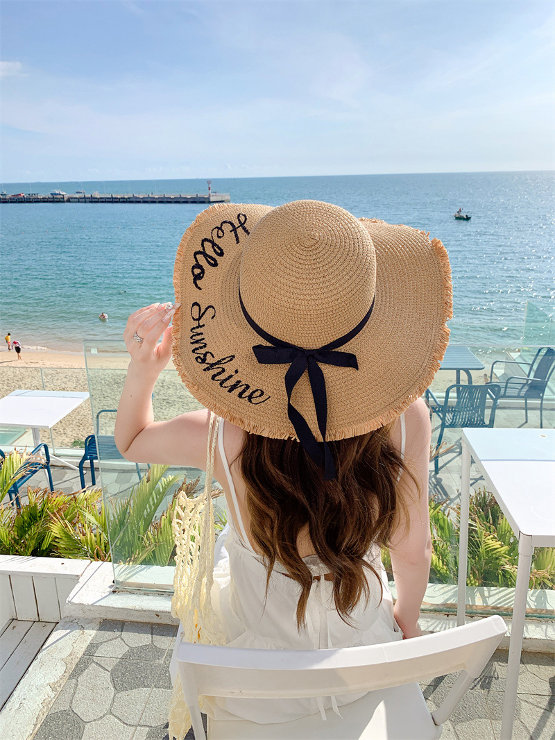加大帽檐时尚遮阳帽子女士夏季休闲百搭字母防晒太阳帽韩版潮盆帽详情12