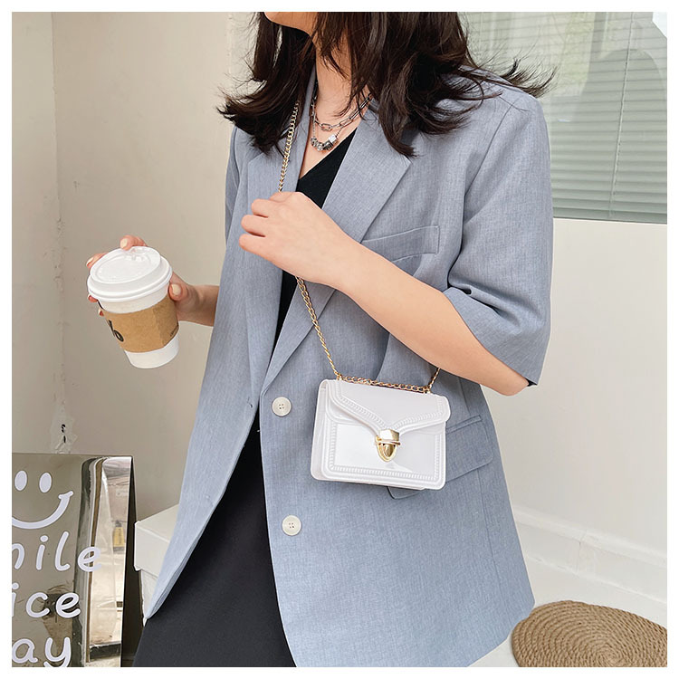 2021夏季新款PVC果冻包mini时尚花边小方包化妆包单肩斜挎ins女包详情12