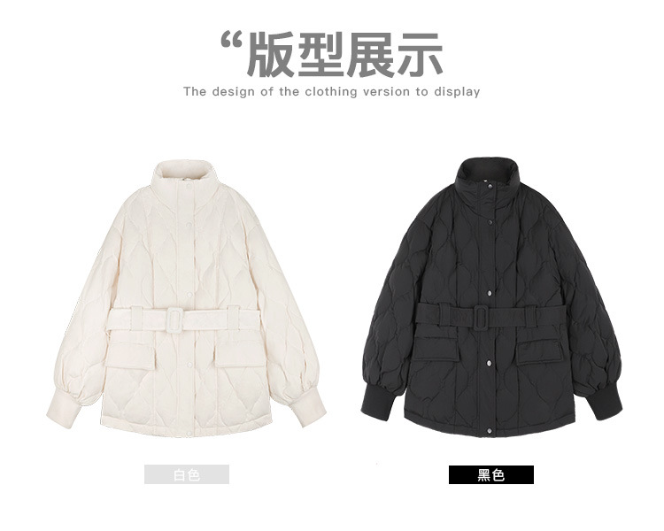 白色羽绒棉服女冬外套2022年新款轻薄收腰韩版欧货冬装短款面包服详情3