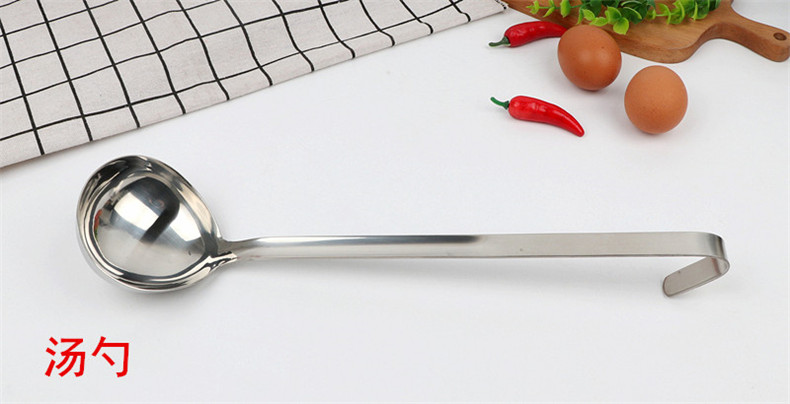 BB4C批发加厚不锈钢长柄厨匙带钩汤勺漏勺汤匙份数盆打菜勺厨详情9