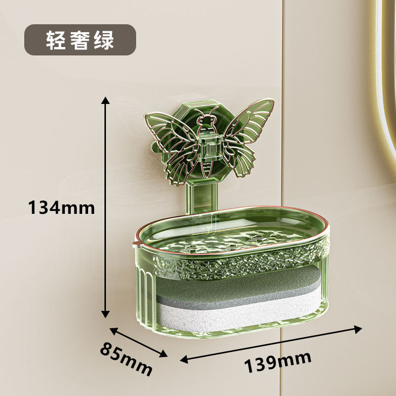 Household wall-mounted butterfly suction cup soap box pic 4