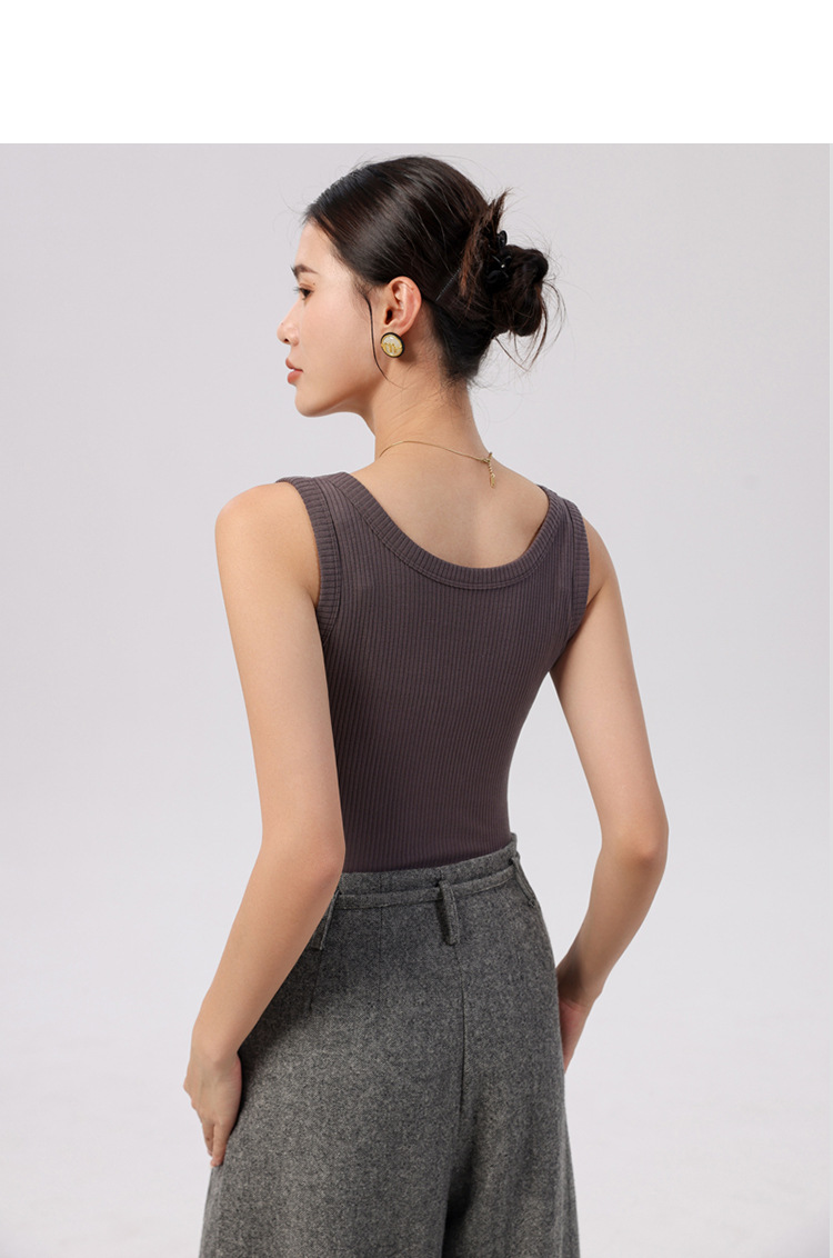 双面磨毛发热保暖吊带背心女内搭带胸垫冬季山羊绒加绒打底上衣详情12