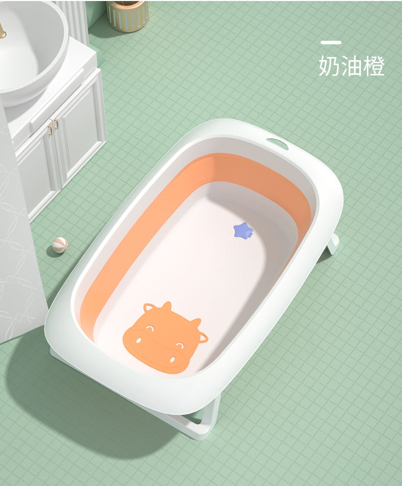 跨境 大号儿童折叠浴盆 婴儿洗澡盆幼儿童可坐躺新生小孩宝宝浴盆详情18