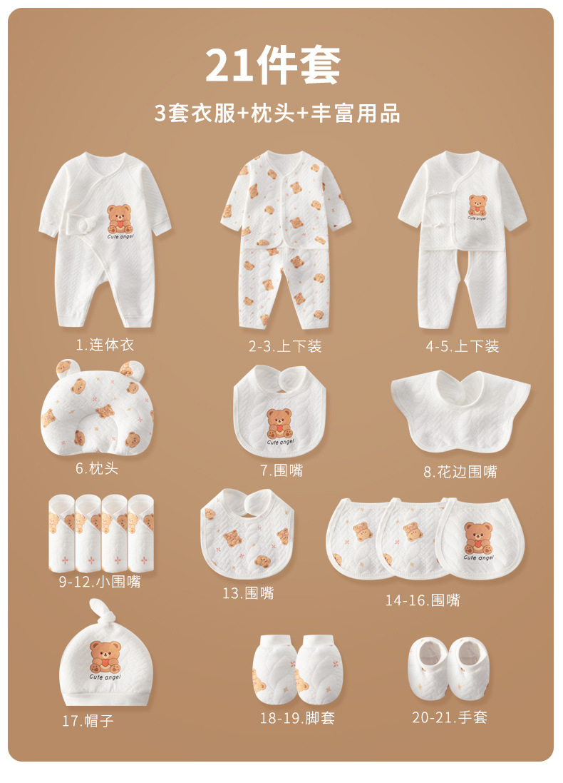 初生婴儿衣服礼盒宝宝秋冬用品大全新生儿高档满月见面礼物详情13