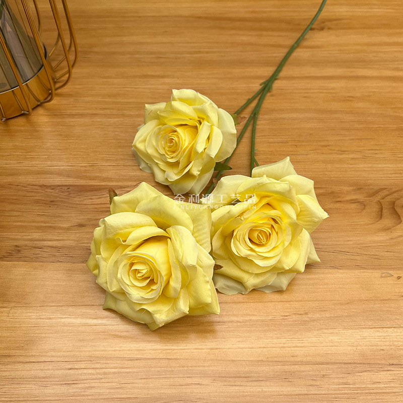 婚庆仿真花3头钻石玫瑰无叶版玫瑰花路引花材弗洛伊德玫瑰瀑布详情18