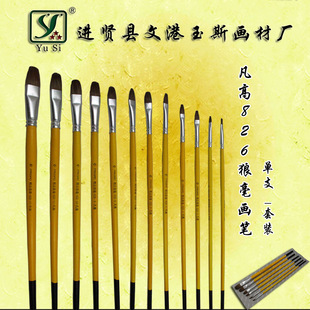 厂家直销 红长杆12支尼龙毛油画笔 12支排笔 水粉水彩笔丙烯画笔详情11