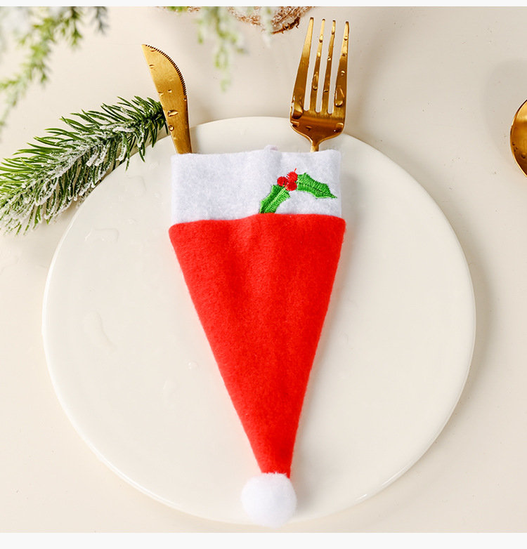 New Christmas decorations: small hats, knife and fork covers, HOHO table decorations, knife and fork bags, wine bottle covers, and holiday supplies pic 11