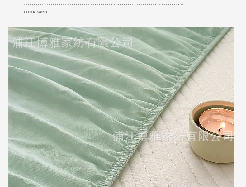 High-quality, simple cartoon ins pure cotton solid color embroidered bed covers, pure cotton mattress protective covers, bedspreads, single item wholesale pic 29