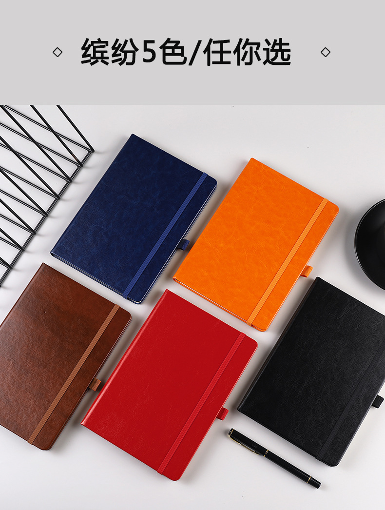 A5笔记本绑带本子商务记事本软皮学生文具日记本手账本批发印logo详情7