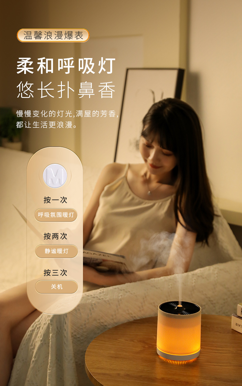 厂家热销HOLDMAY候美 布艺香薰机加湿器香薰彩灯光添加精油详情6