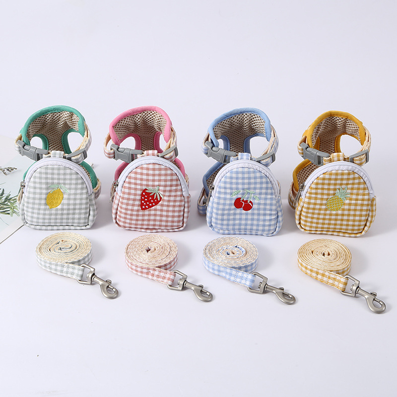 Korean-style fruit chest vest cat pet breathable and cute, customizable outdoor pet walking leash products pic 7
