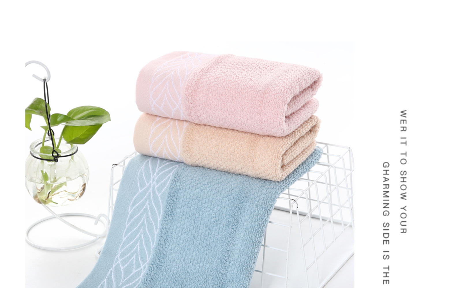 Pure cotton thickened household adult towel, plain color, broken willow leaf soft absorbent face towel gift box wholesale pic 13