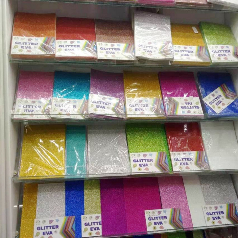 批发A4金粉带胶海绵纸儿童学生 diy手工材料纸益智闪光金葱泡沫纸详情18