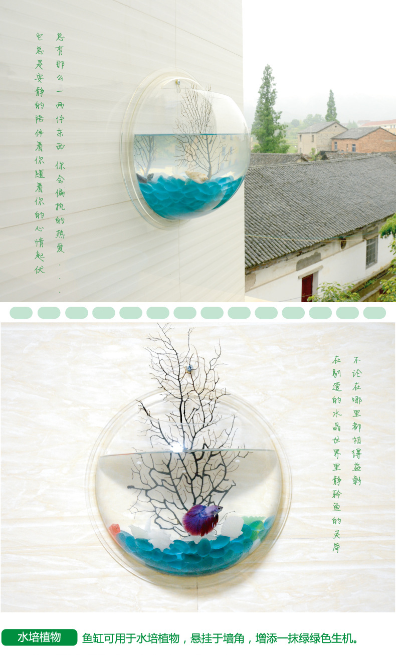 Ecological fish tanks, goldfish tanks, wall-mounted aquariums, wall-mounted fish tanks, creative living room wall decoration hangers pic 13