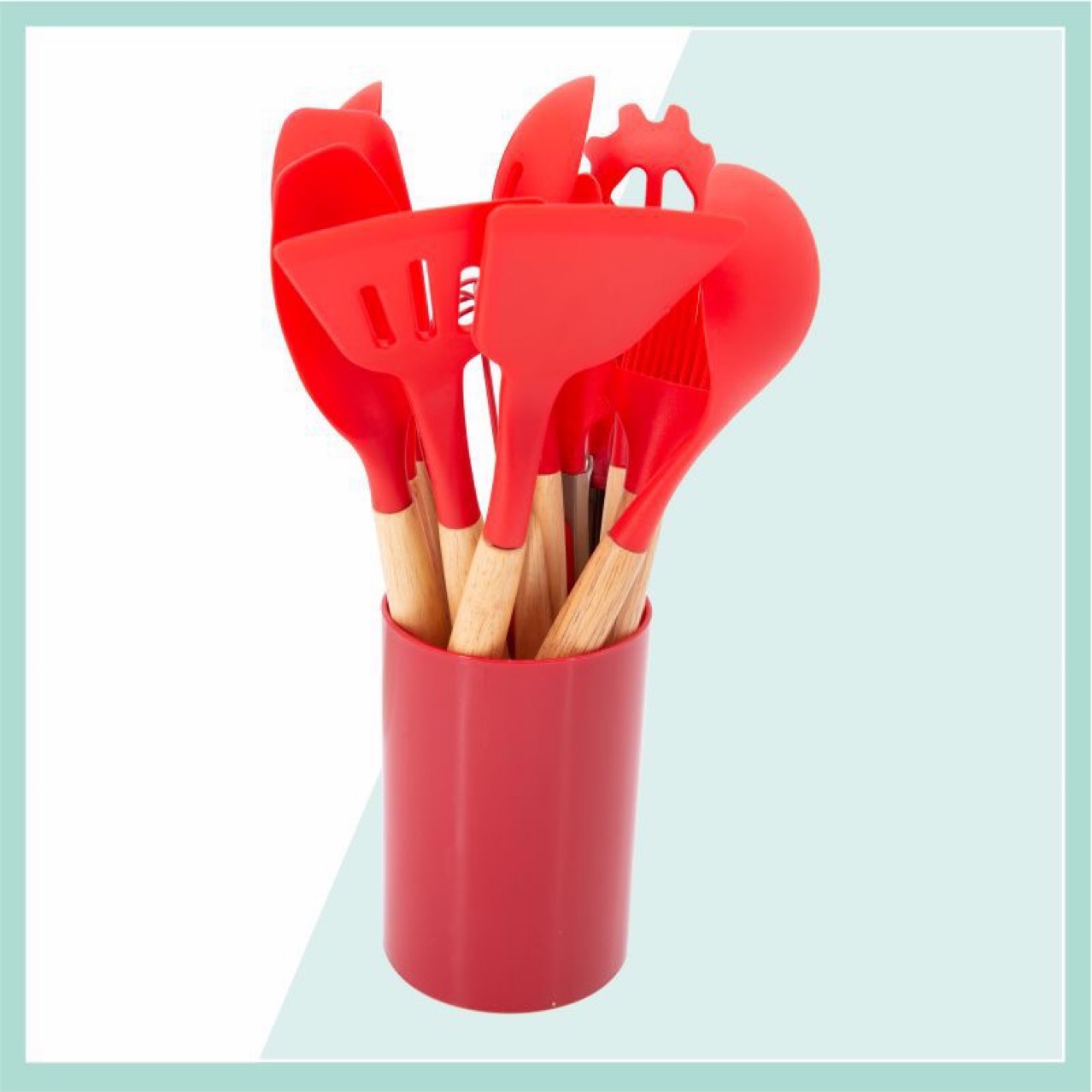 硅胶木柄12件套烹饪铲勺厨具套装亚马逊热销一套多用套装详情1