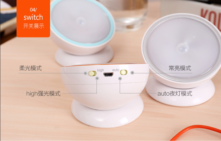 跨境专供 小夜灯led人体感应灯夜光灯3d卧室楼梯过道光控壁灯创意详情11