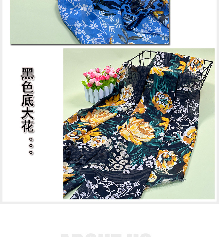 Spring and summer new in-stock pearl chiffon printed fabric summer dress small floral pattern Hanfu fabric polyester chiffon pic 13