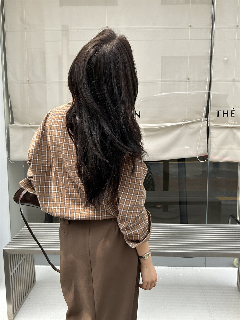 THE LEMON柠檬绿茶设计感宽松显瘦休闲ins假两件格纹衬衫女秋季详情20