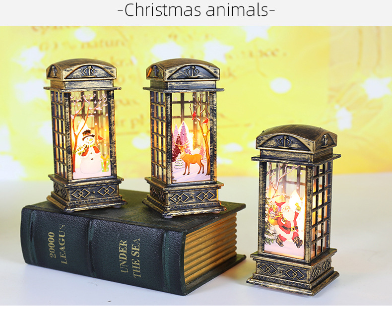 Cross-border new Christmas decorations: small wind lamps, retro phone booths, night lights, and creative Christmas gifts pic 9