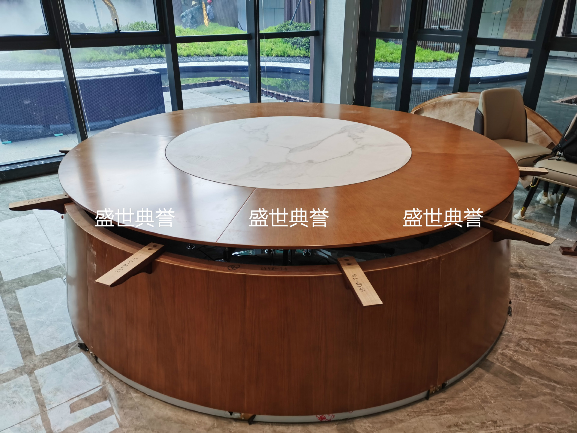 Nantong Seafood Hotel solid wood dining table, restaurant luxury private room, light luxury electric round table, club electric revolving table pic 10