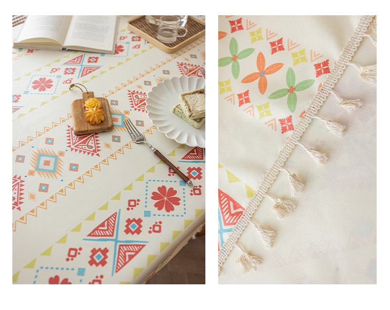 免洗棉麻波西米亚桌布 长方形流苏民族风艺术布艺 防水防油餐桌布 民宿装饰用品 其他分类详情20