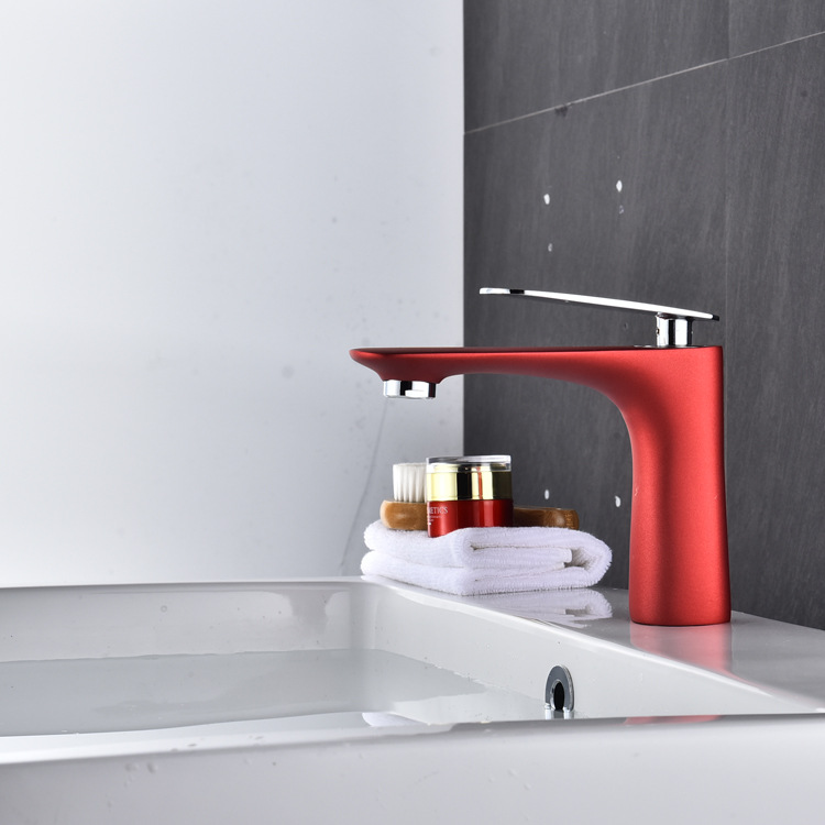 Best-selling bathroom porcelain faucet, hot and cold copper bathroom faucet, two-color European black lacquered single-hole washbasin faucet pic 41