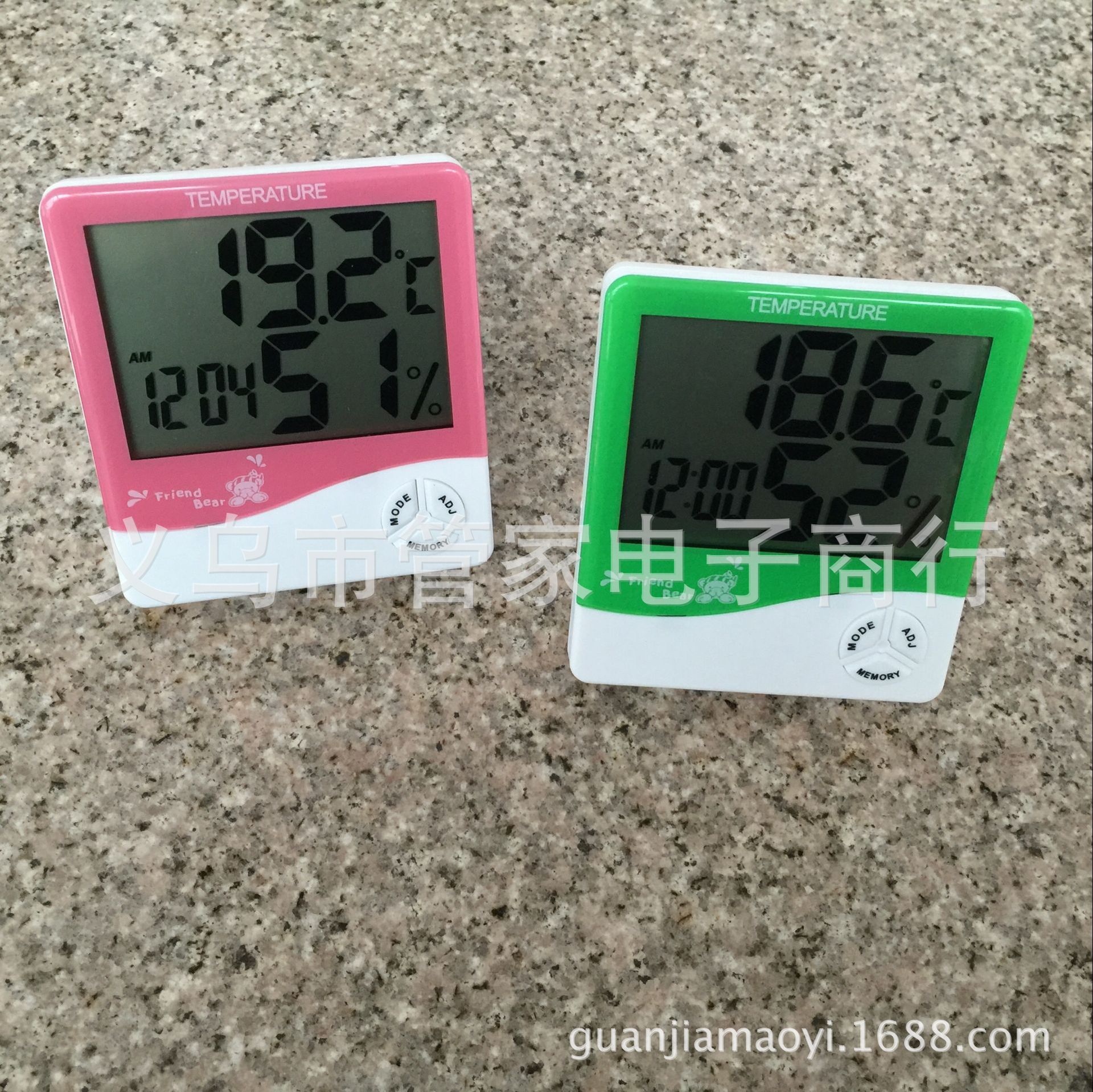 Large-screen home thermometer and hygrometer, high-precision indoor electronic thermometer HTC-1 with electronic alarm clock pic 1