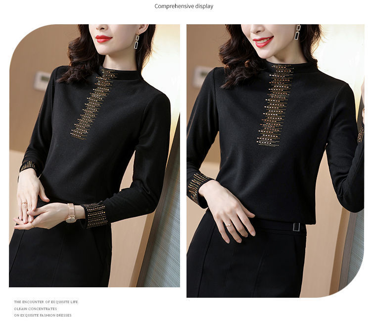 2022双面德绒打底衫女秋冬加厚长袖烫钻上衣女修身潮详情11