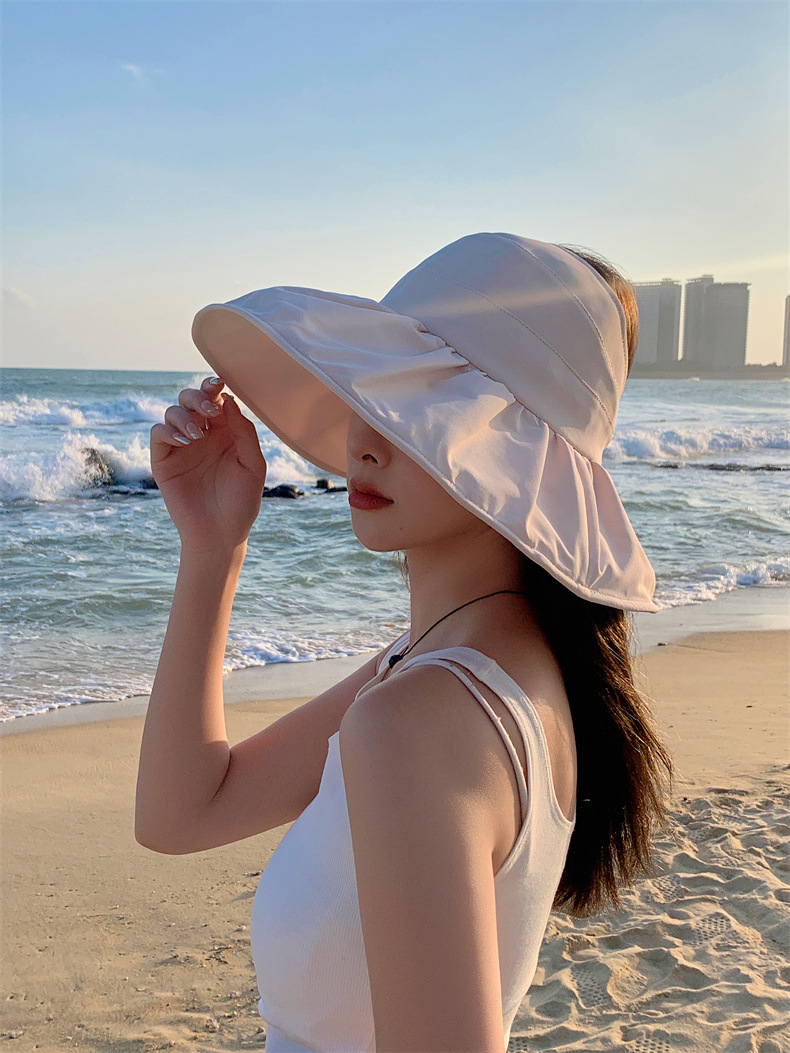 遮阳帽子女士夏季大沿防晒空顶帽户外可折叠运动防紫外线渔夫帽潮详情20