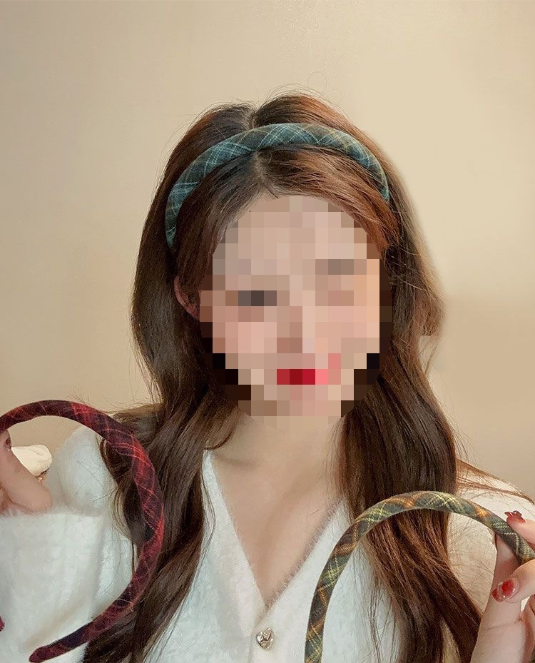学院风格纹发箍女款头饰百搭复古气质外出发卡布艺压发细头箍发饰详情1