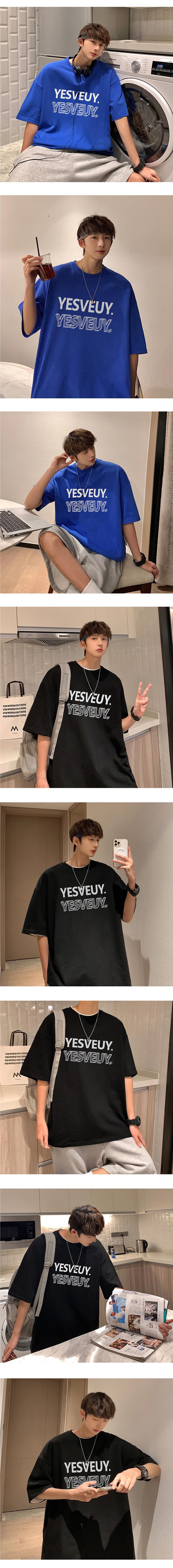 同款重磅纯棉短袖t恤美式复古男酒红色潮牌ins港风休闲宽松半袖上详情2