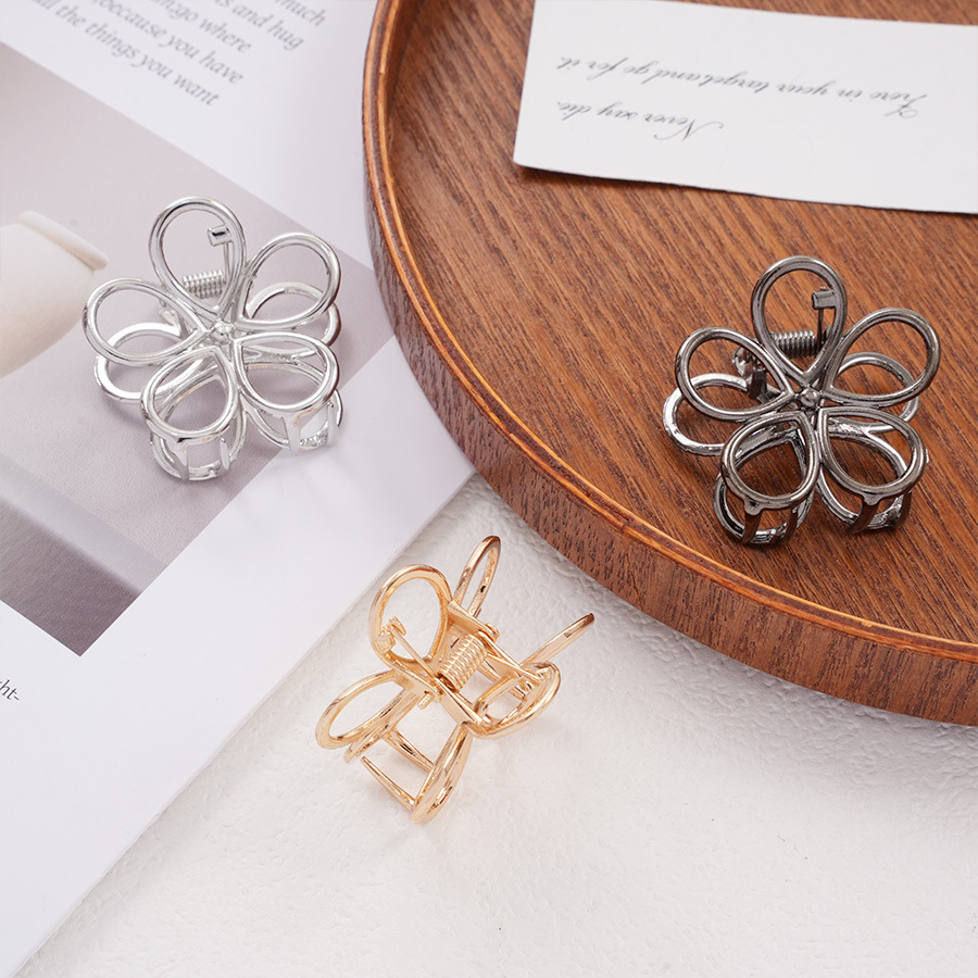 跨境欧美风发夹花朵小号抓夹头饰女盘发后脑勺合金发抓半扎鲨鱼夹详情14