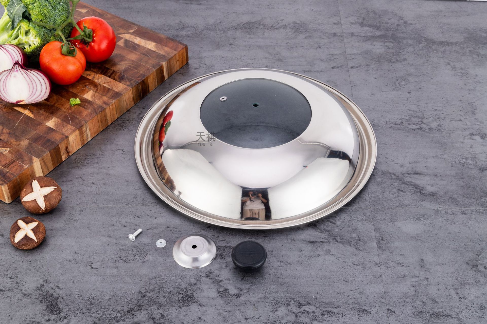 Stainless steel pot lid, household cooking pot lid, 30-40cm, wok combination lid, universal non-magnetic pot lid, glass lid pic 15