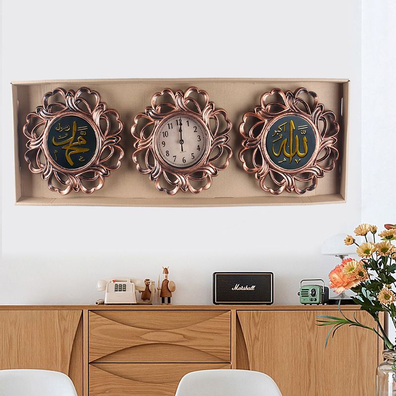 European, American and Arabic gilded living room wall clock, household watch, sofa background wall clock, modern and simple wall clock, three-in-one wall clock pic 9