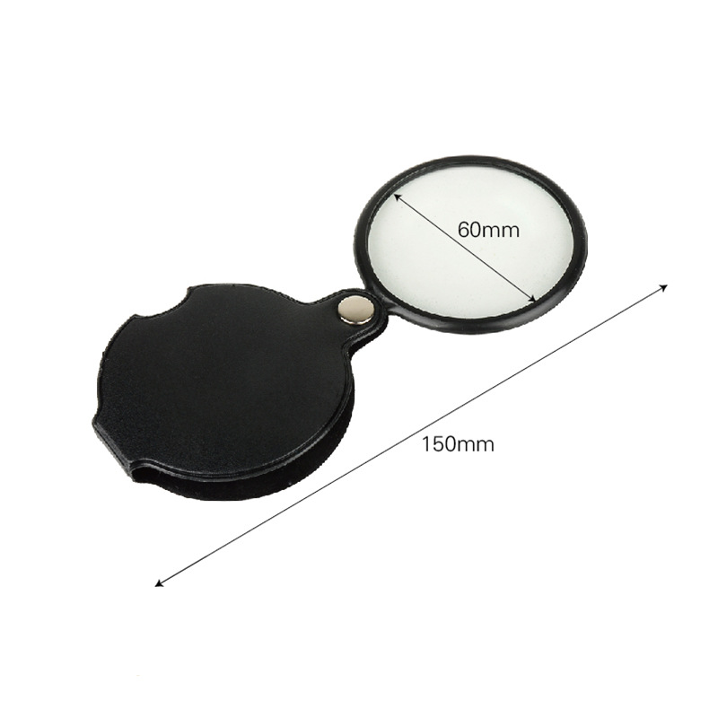 Leather case mini 60mm magnifying glass, folding magnifying glass, pocket magnifying glass, wholesale for one yuan pic 2